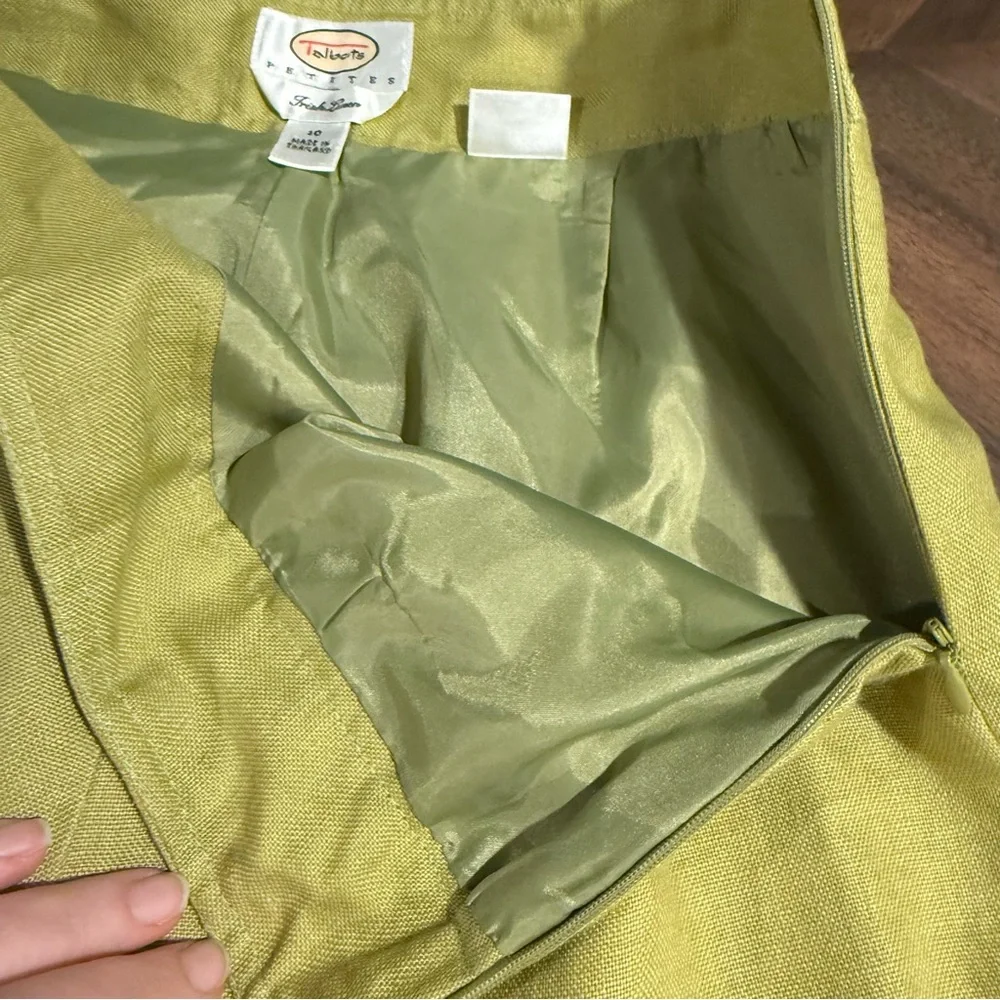 Talbots, Trish Linen Lime Green Wide Leg Linen Pants – Size 10P - Picture 7 of 13